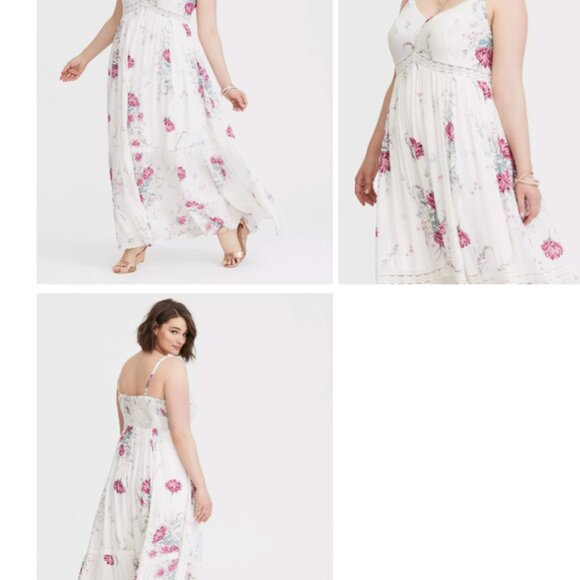 NWOT Torrid Ivory Floral Challis Maxi Dress / Sun dress PLUS SIZE 3 - Picture 1 of 15